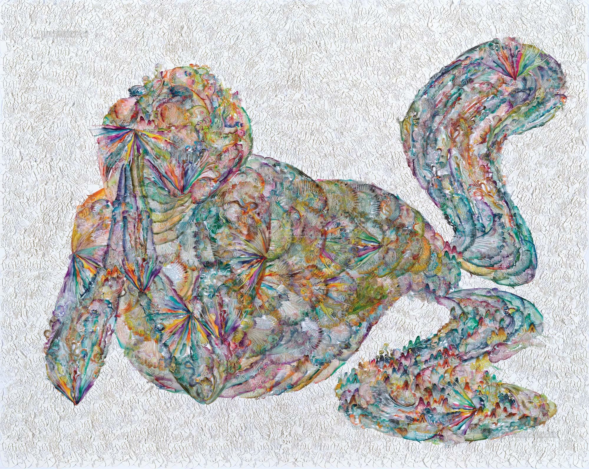 Artwork by Wu Jian'an, Herring Grows Two Arms and Becomes Half-human, Half-fish