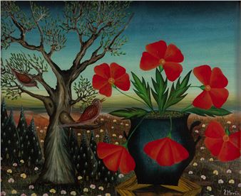 BLUMENSTILLLEBEN IN EINER LANDSCHAFT - Josip Mrucic