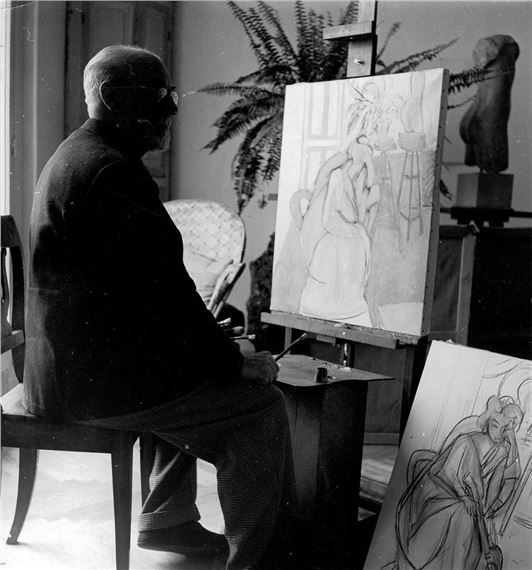 Henri Matisse in his studio, Nice