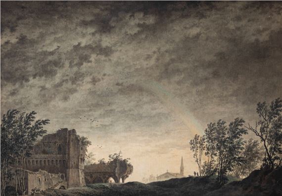 Paesaggio con nubi, rovine ed arcobaleno by Giuseppe Pietro Bagetti
