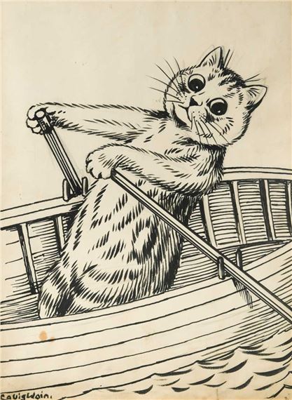 Cat Row Boating by Louis Wain