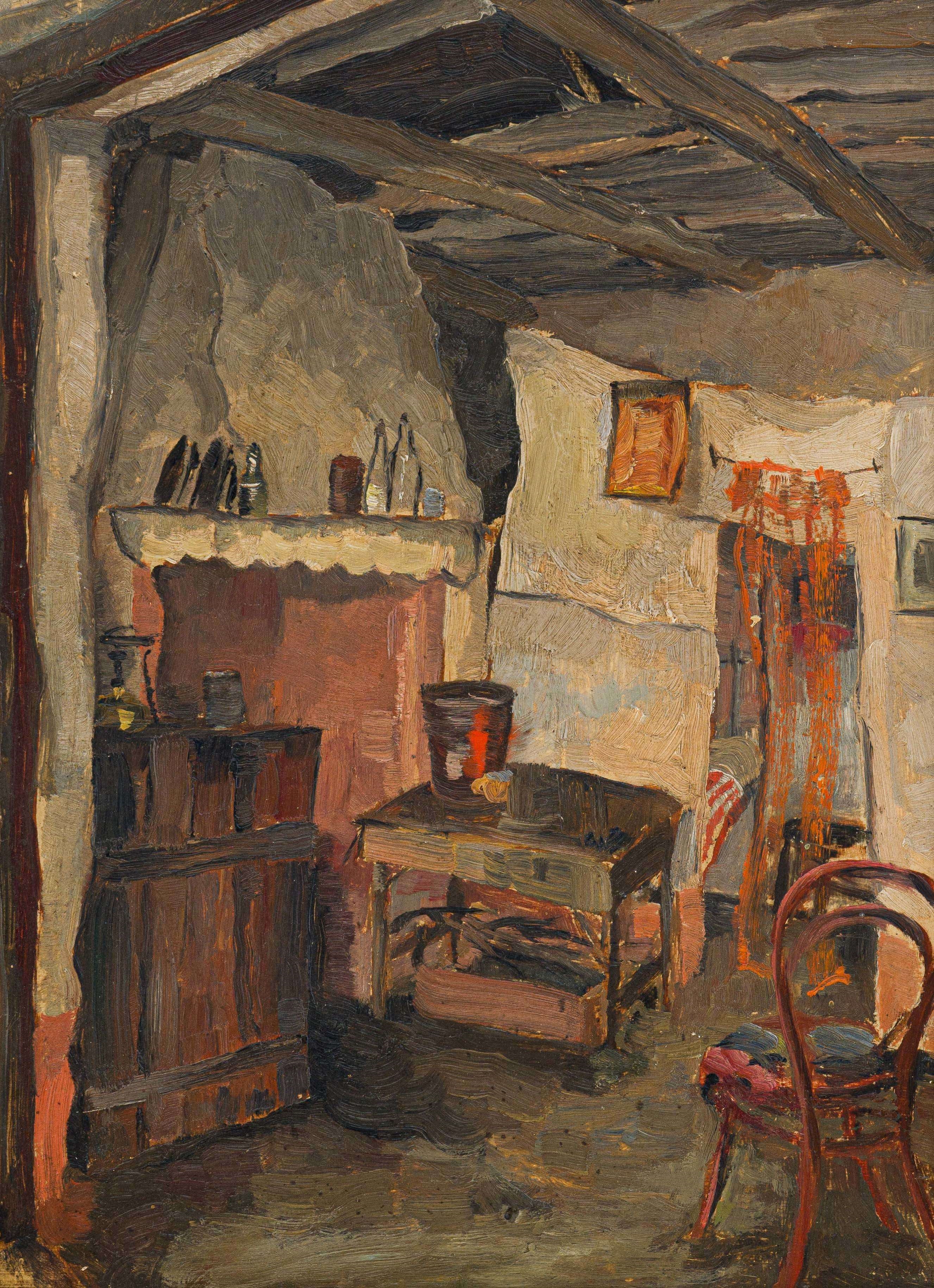 Artwork by Walter Brummer, Interior Scene, Made of oil on board