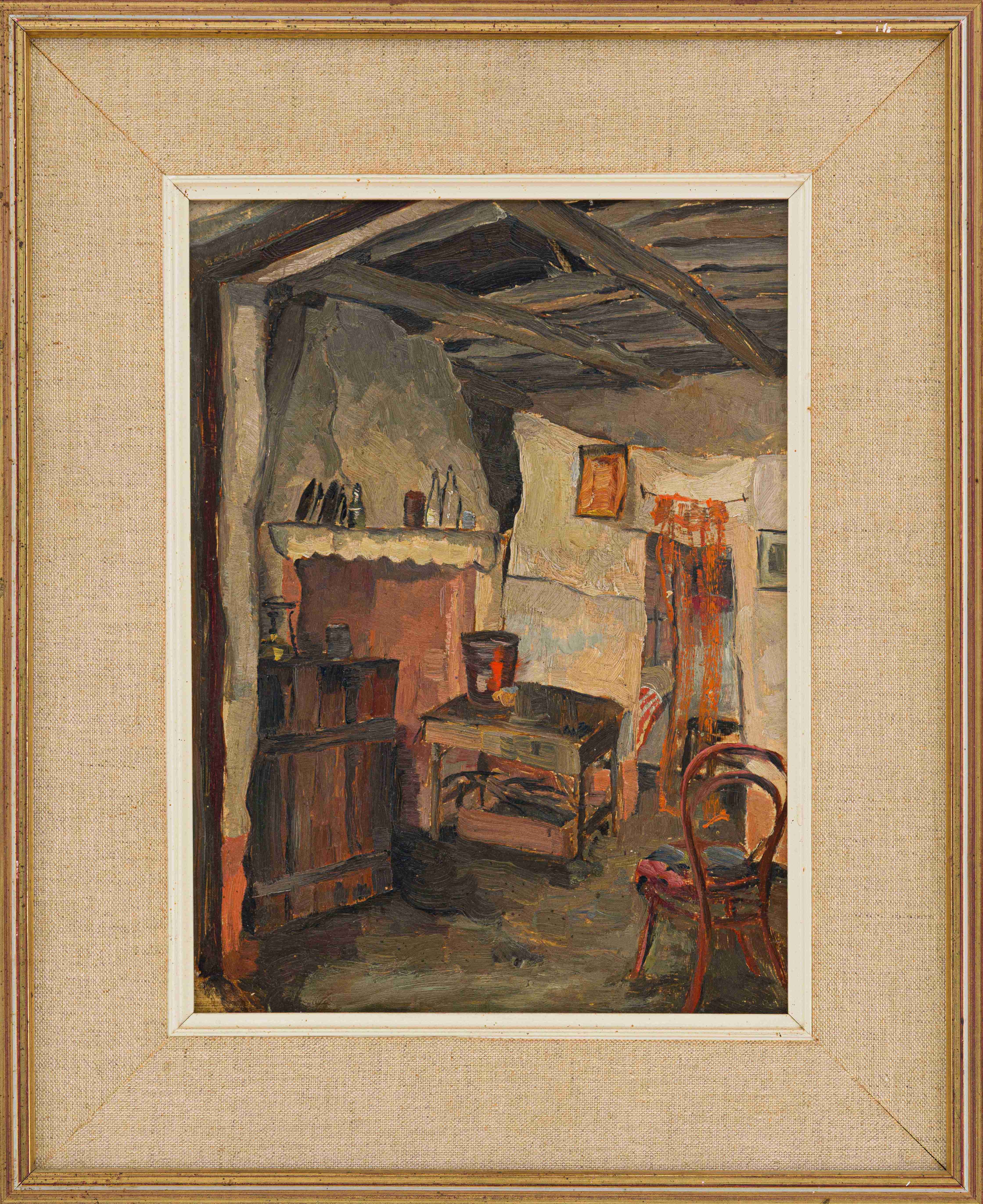 Artwork by Walter Brummer, Interior Scene, Made of oil on board