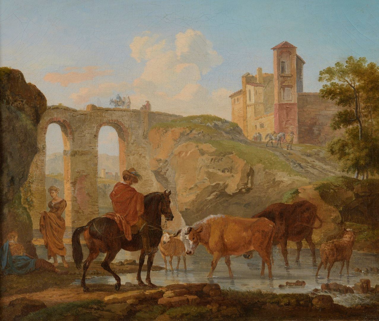 Artwork by Michel Duplessis, The Rest of the Shepherds; The crossing of the ford, Made of oils on canvas