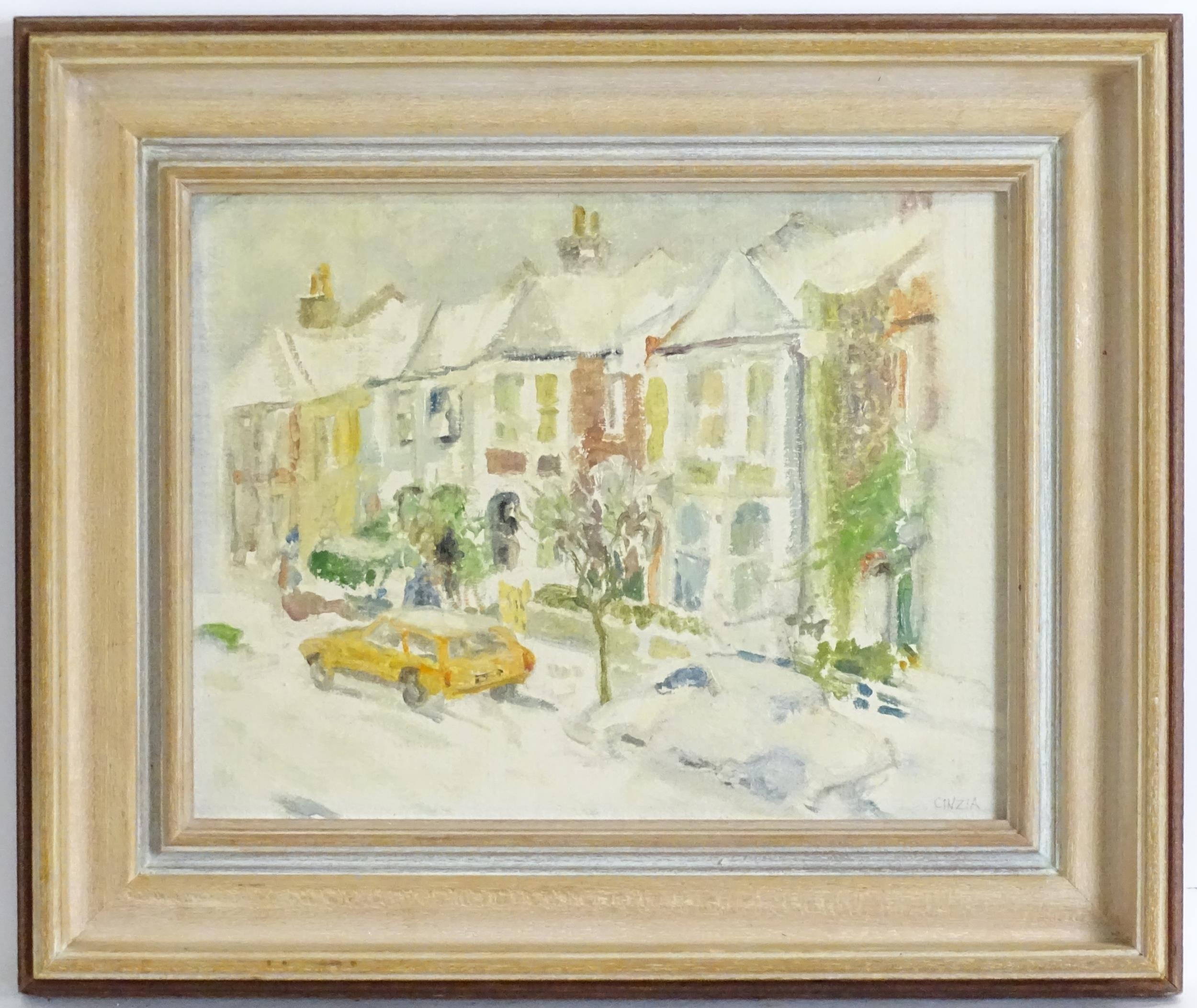 Artwork by Cinzia Bonada, Twickenham in the snow, Made of Oil on board