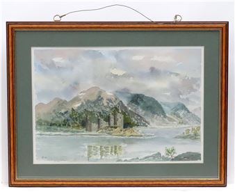 A castle scene with mountains beyond - Walter Staples