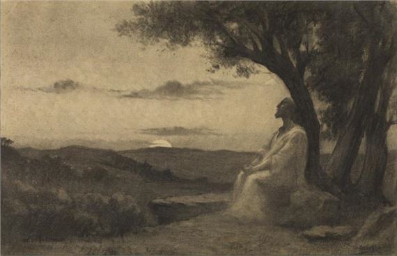 Christ on the Mount of Olives (Meditation at sunset). by Alphonse Osbert