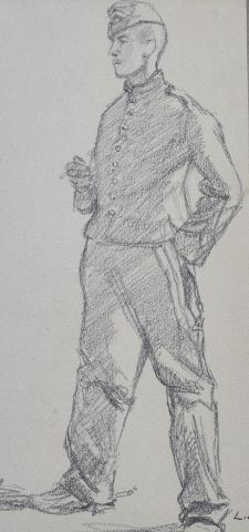 Soldat debout, fumant