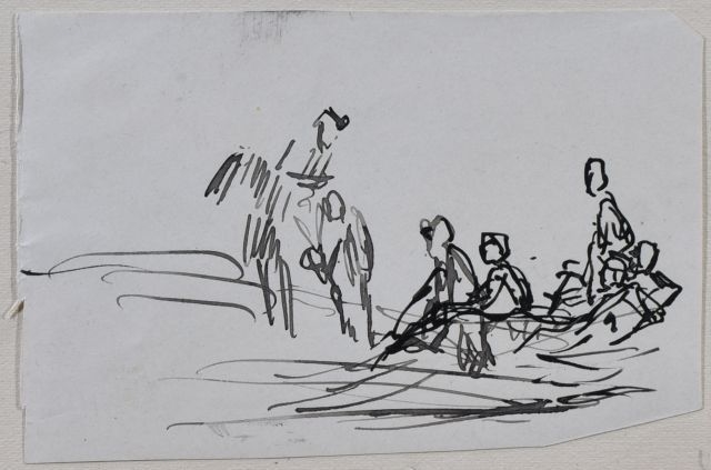 Artwork by Léon Lehmann, Groupe de soldats avec un cavalier, Made of Ink drawing (pen)