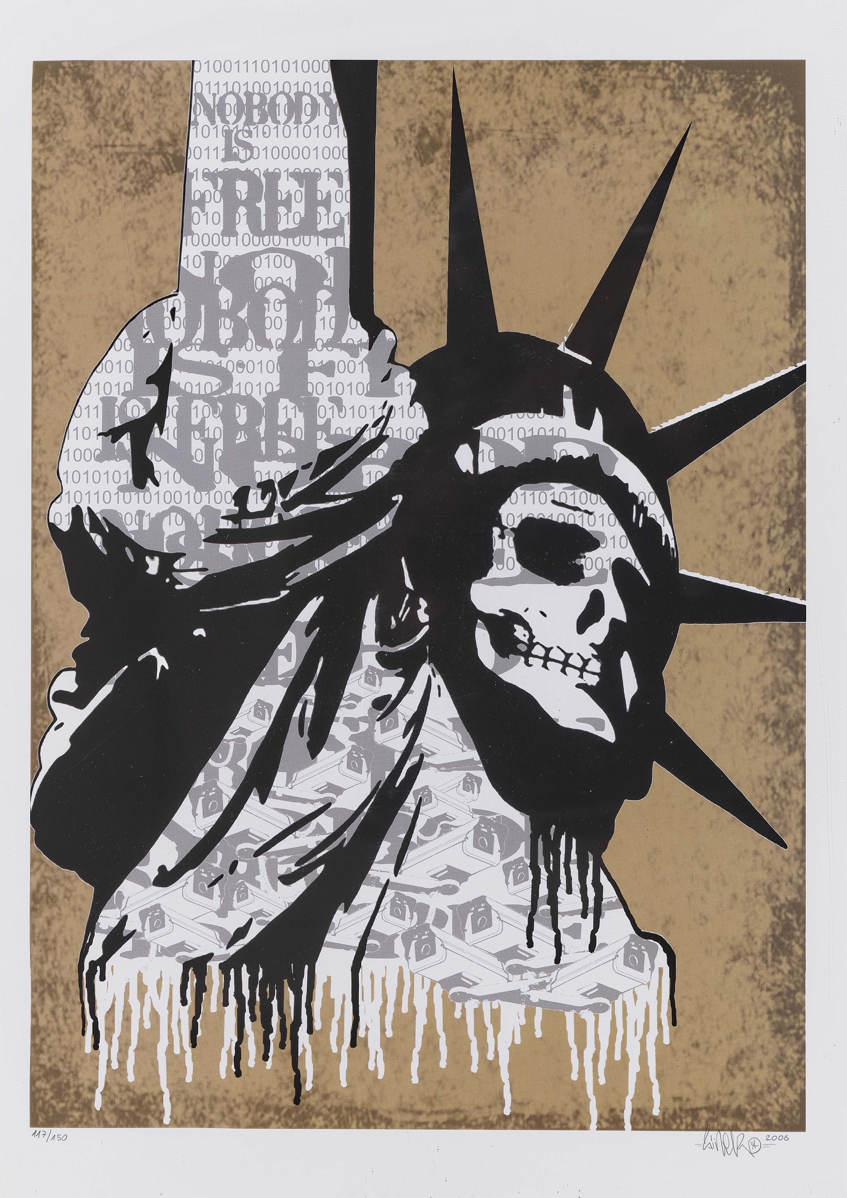 Artwork by Sinero, Nobody is free., Made of Offset on smooth paper