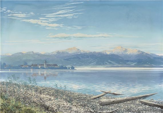 Chiemseeufer mit Blick auf die Fraueninsel by Rudolf Reschreiter