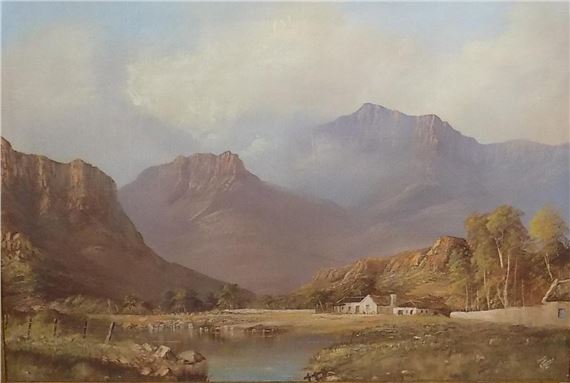 Cape Farmstead below Mountains by Danie Van Niekerk, 84