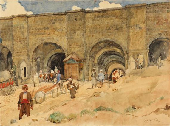 A town gate by Petr Iosifovich Smukrovich, 1917