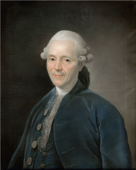 Bildnis eines Mannes im blauen Samtmantel mit Spitzenkragen by German School, 18th Century, um 1780