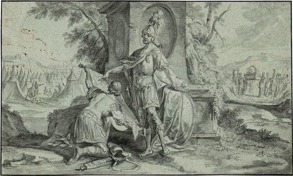 Alexander der Große gründet die Stadt Alexandretta,Schutzengelgruppe by Johann Wolfgang Baumgartner