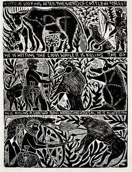 Sheperd by John Ndevasia Muafangejo, 1969