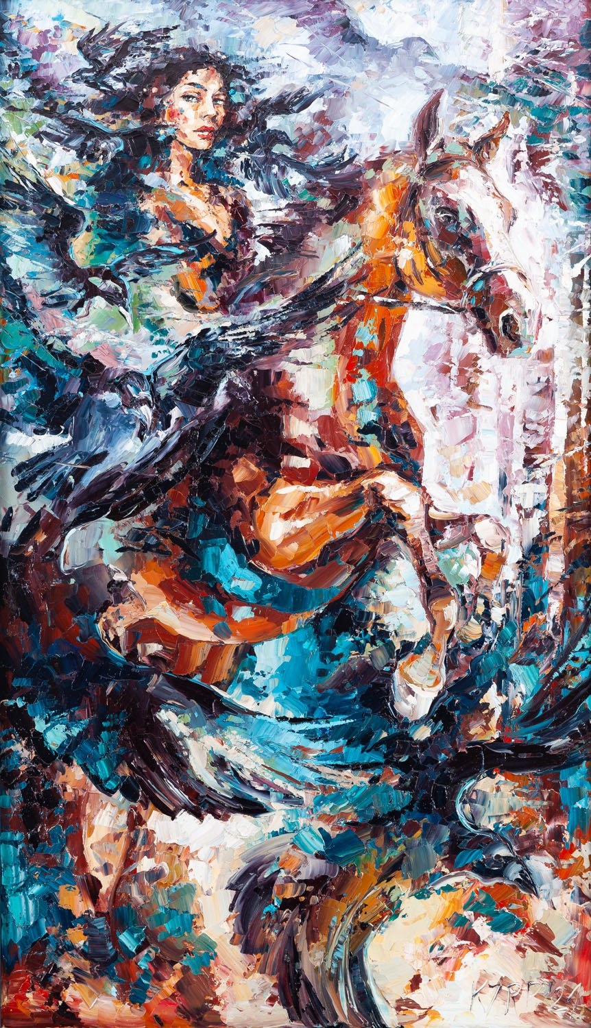 Artwork by Krystyna Róż-Pasek, Raven's fortress, Made of oil/canvas