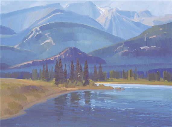 Victoria Cross Ranges, Athabasca River, Jasper by Meredith Evans, 1979