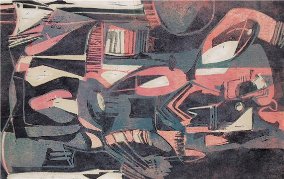 Untitled - Pink and Black Abstract by Les Graff