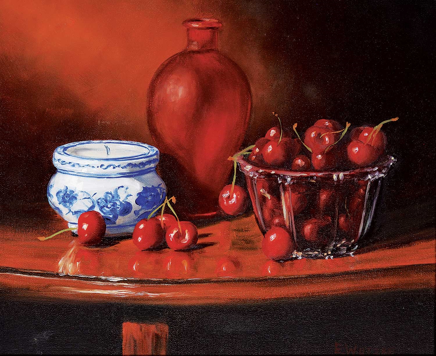 Artwork by Elroy Dwight Wutzke, Early Cherries, Made of oil on canvas