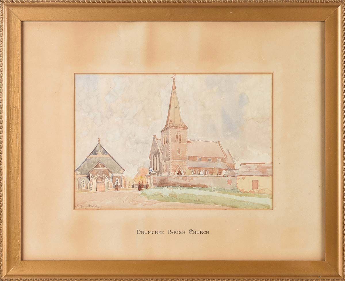 Artwork by Theodore James Gracey, DRUMCREE PARISH CHURCH, Made of WATERCOLOUR DRAWING