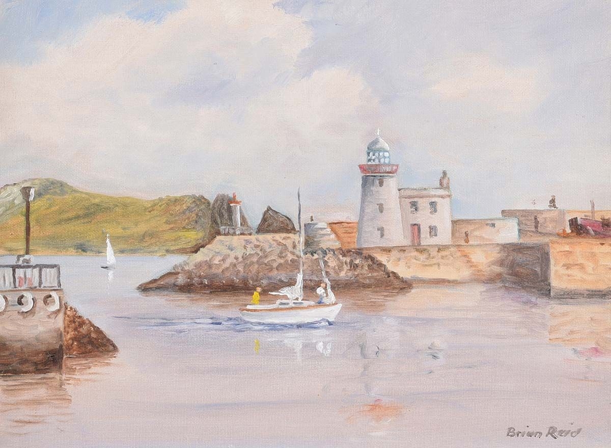 Artwork by Brian Reid, SAILING INTO HOWTH HARBOUR, Made of OIL ON BOARD