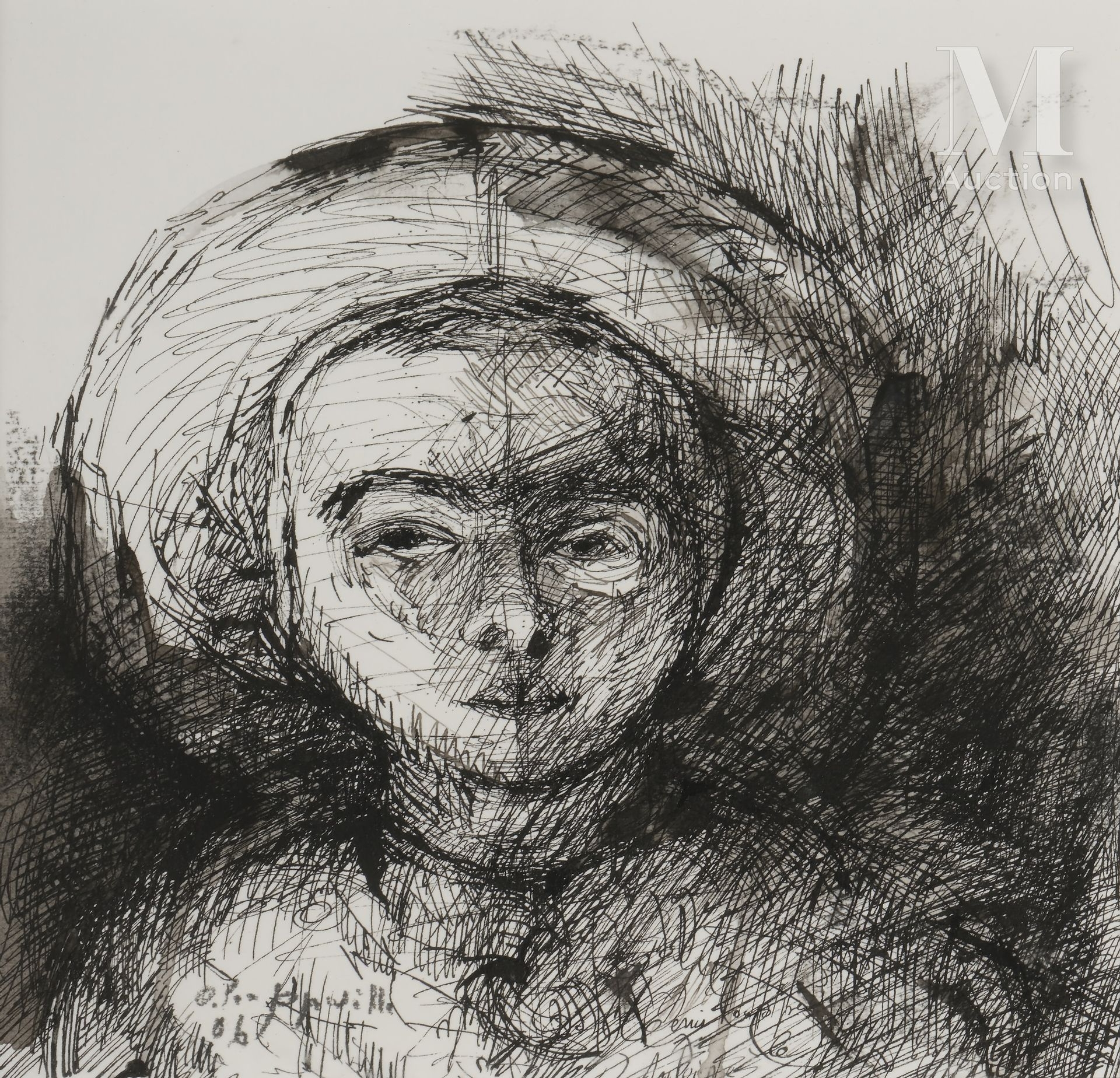 Artwork by Denis Pouppeville, Gilles (Homage to Watteau), Made of Ink on paper