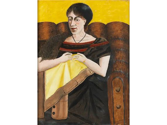 LADY ON LEATHER SOFA by Adalbert Trillhaase, 1923