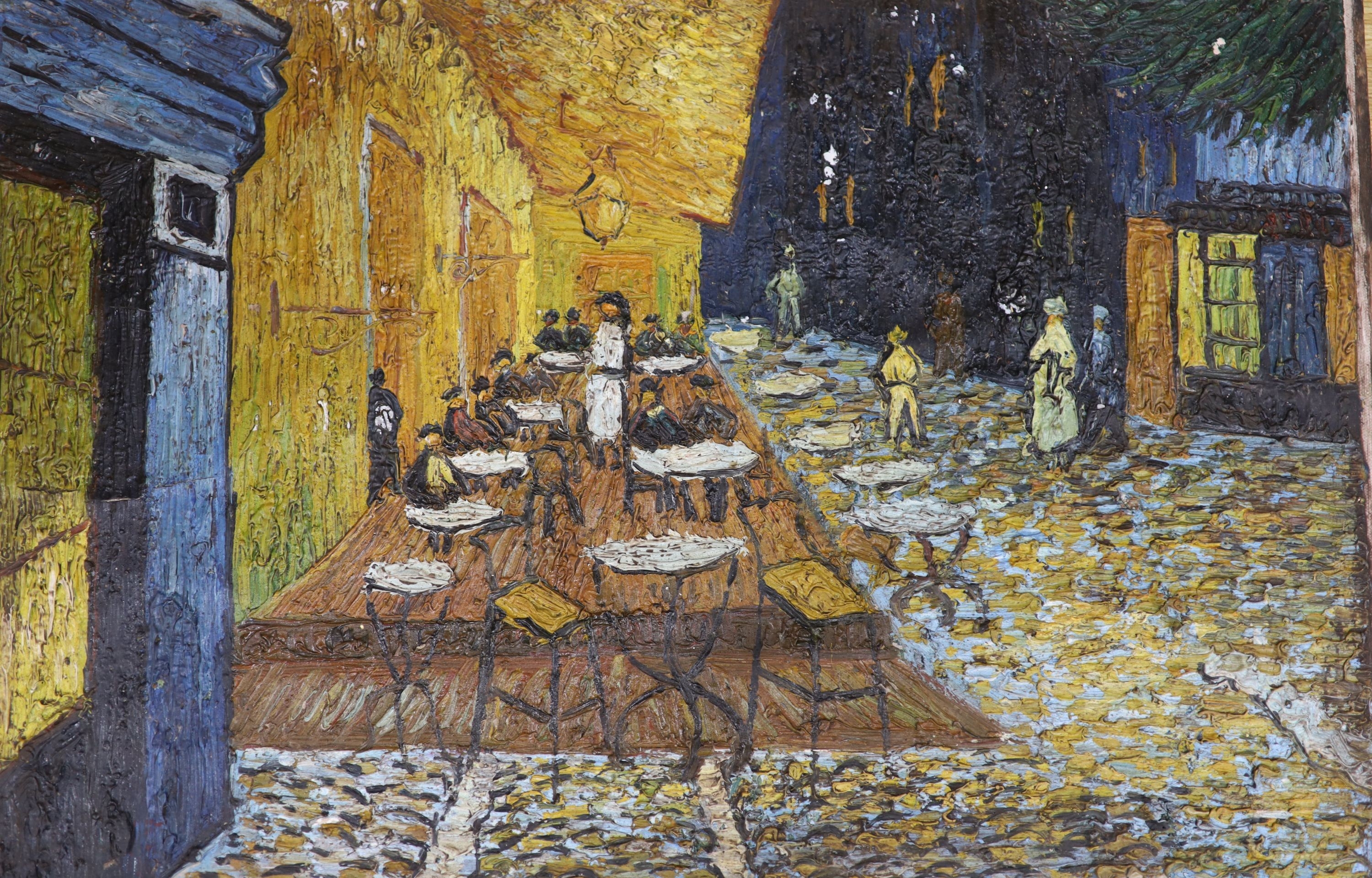 Artwork by Vincent van Gogh, Cafe Terrace at Night, Made of oil on canvas laid on board
