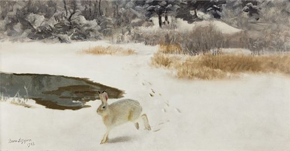 Hare i vinterlandskap by Bruno Liljefors, 1923