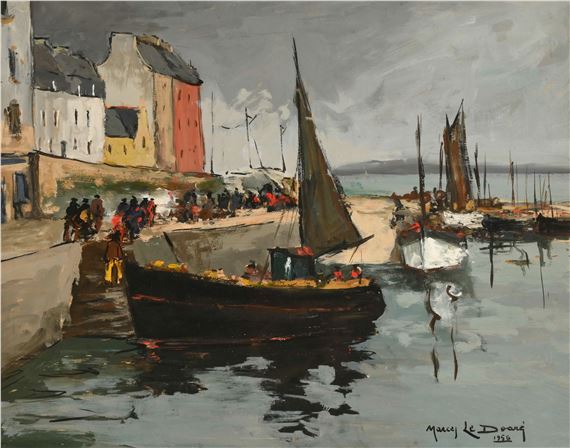 Douarnenez, retour de la pêche by Marcel Le Doare, 1956