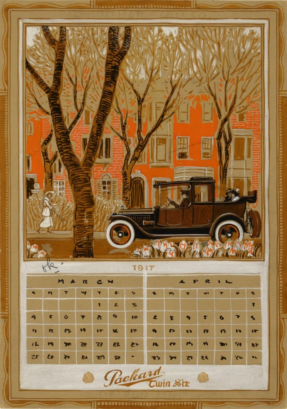 Gustave Baumann Packard Motor Car Company 1917 Calendar March/April