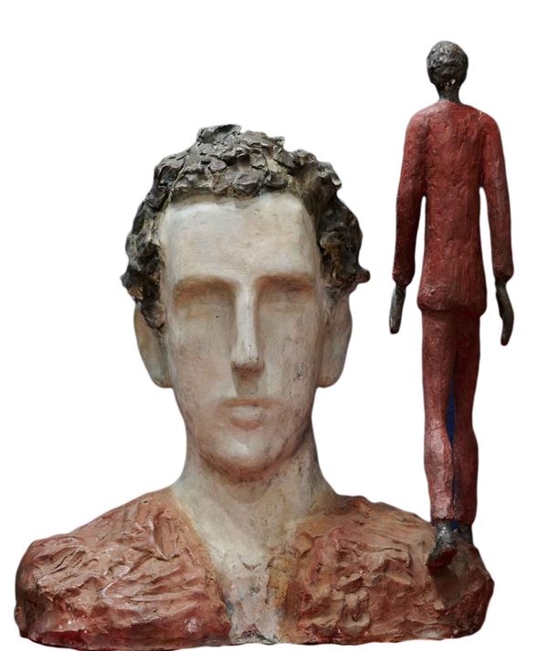 Artwork by Roberto Barni, Doppia immagine, Made of Polychrome bronze