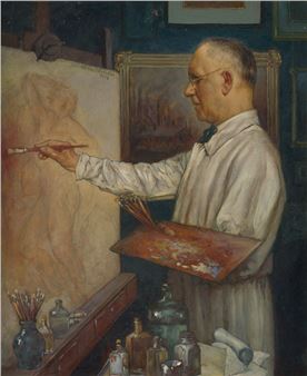 Selbstbildnis vor der Staffelei - Hänsel, Karl Ernst