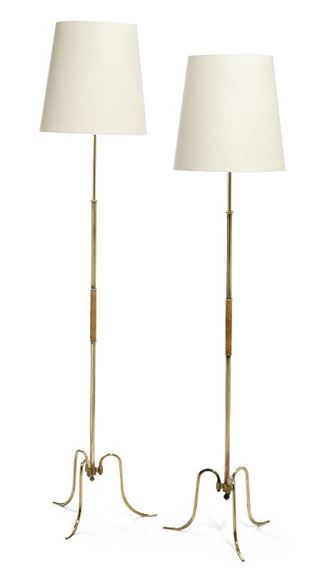 A pair of brass floor lamps by Lysberg, Hansen & Therp, 1940s