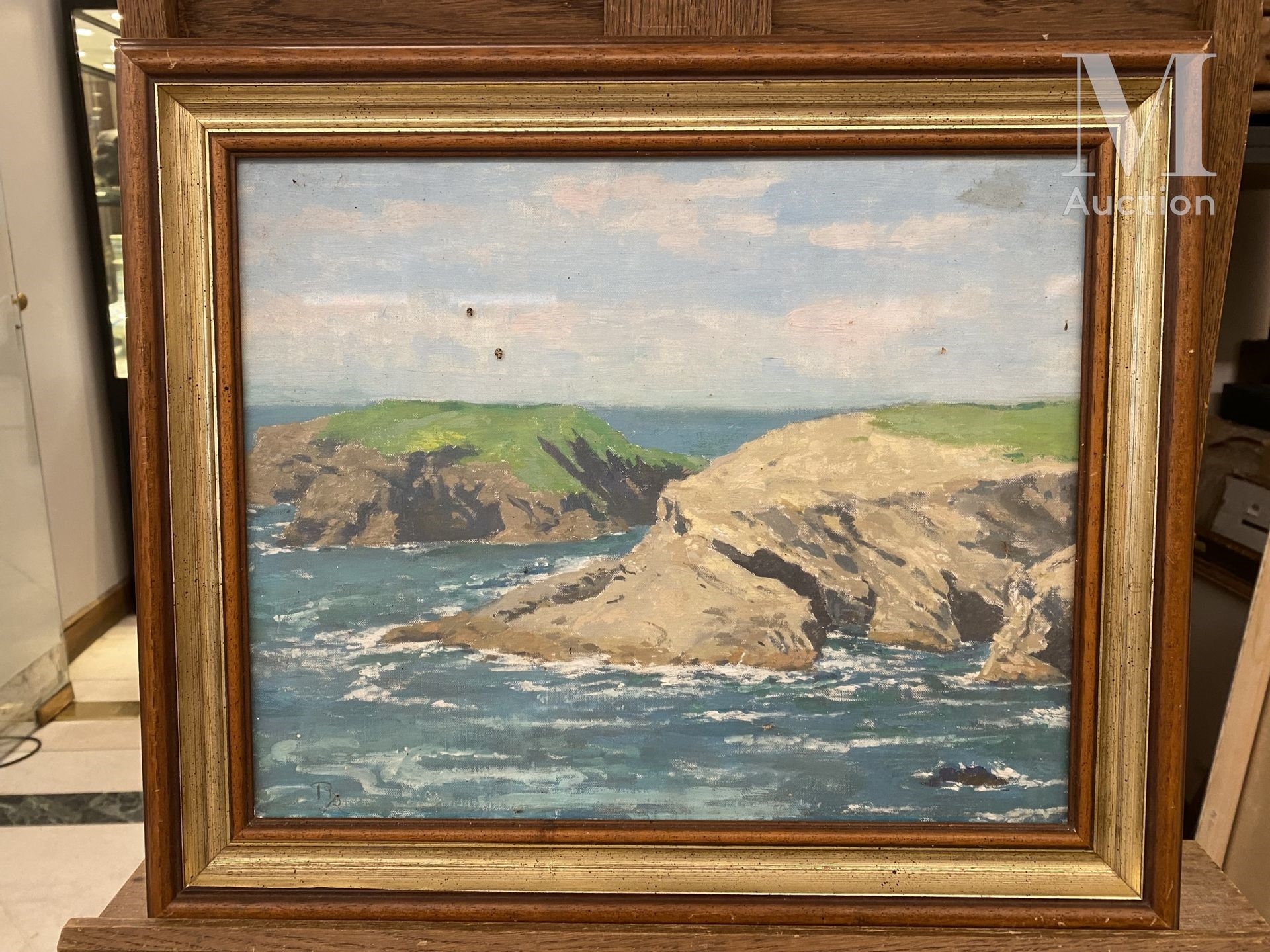 Artwork by Philippe Rouart, Bord de mer, Made of Oil on canvas mounted on cardboard