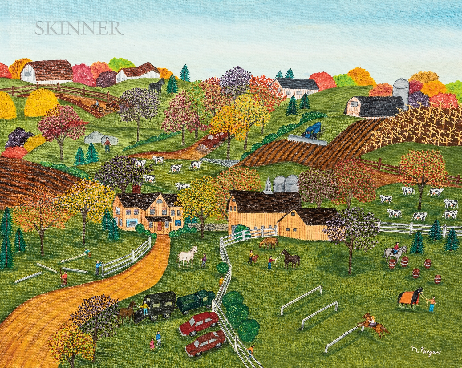 Artwork by Marie Keegan, Horse Training., Made of Oil on canvas