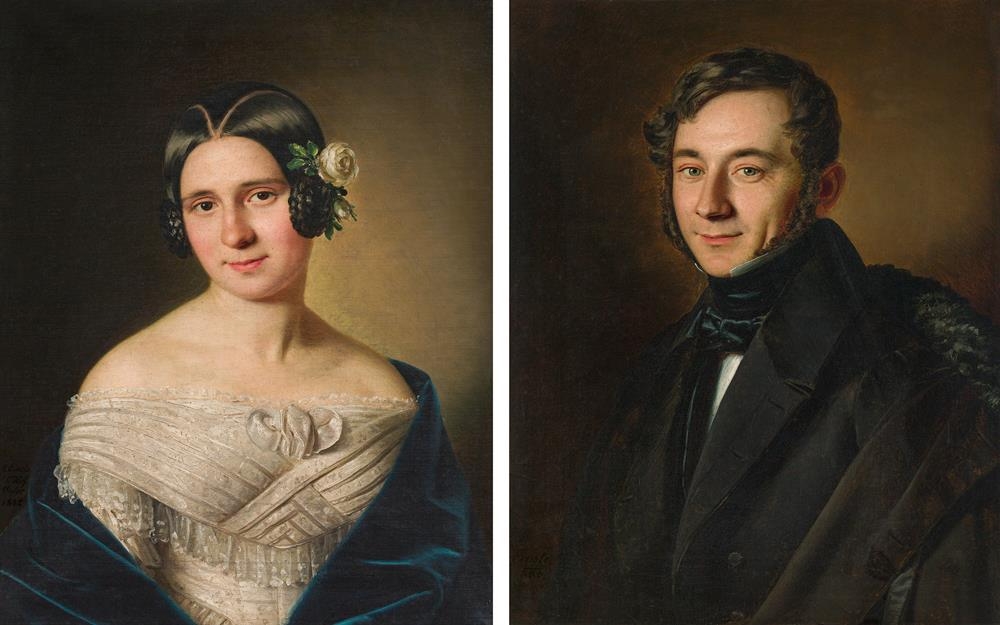 Portrait of a lady and a gentleman by Anton Einsle, 1836; 1842