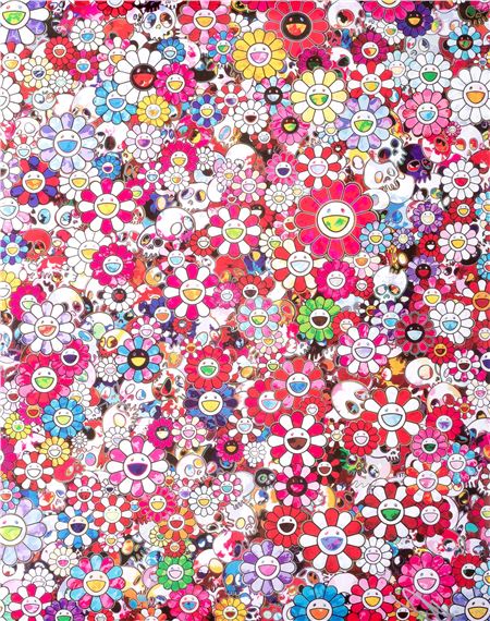 Print Skull and flowers from Takashi Murakami - Dope! Gallery