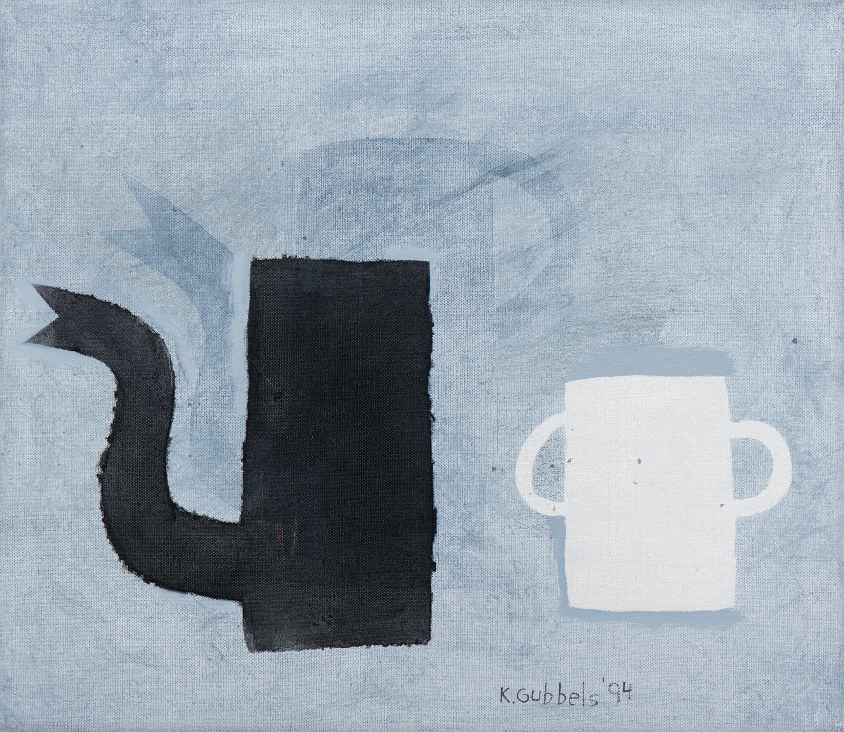 Black pot and white mug by Klaas Gubbels, 1994