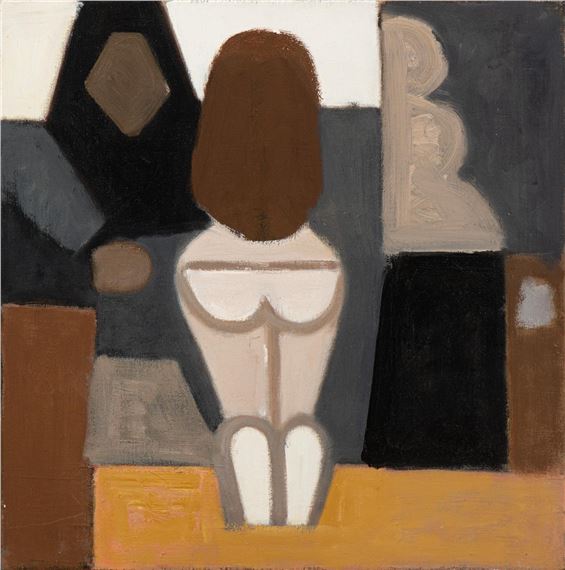 Kneeling nude by Ed Dukkers, c. 1982