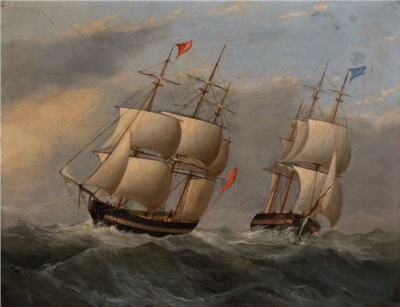 American School 19th Century Ships In A Storm MutualArt