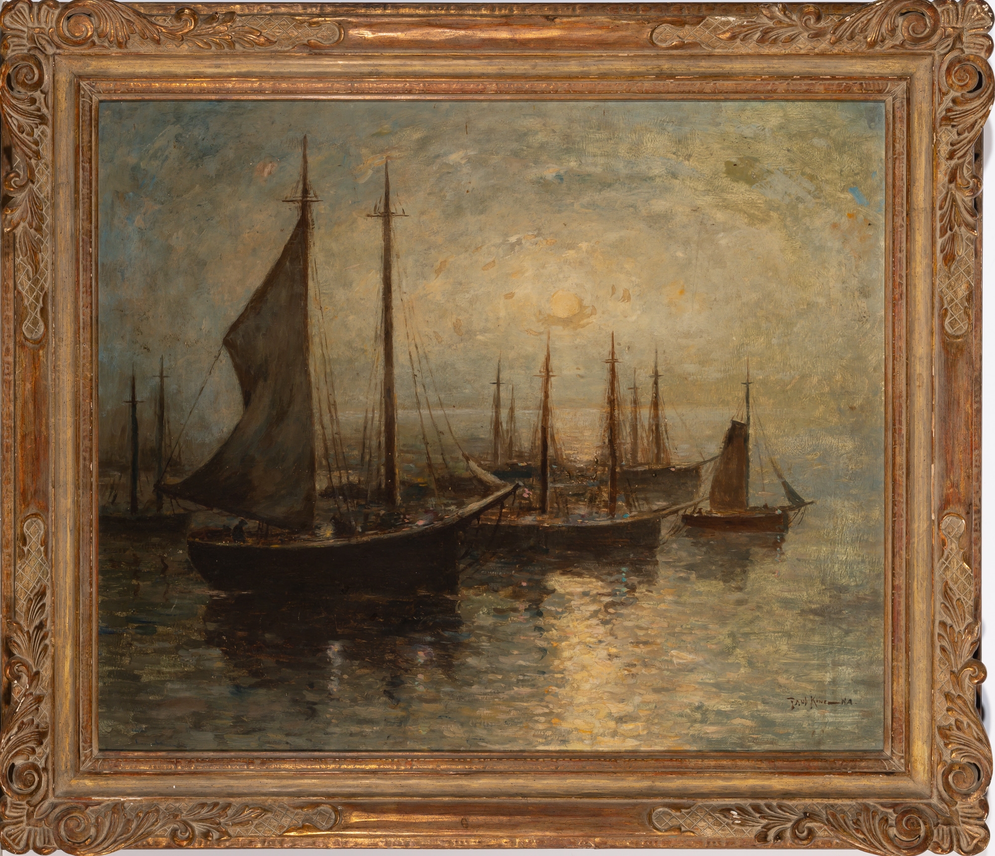 Artwork by Paul King, Harbor View, Made of Oil on Masonite