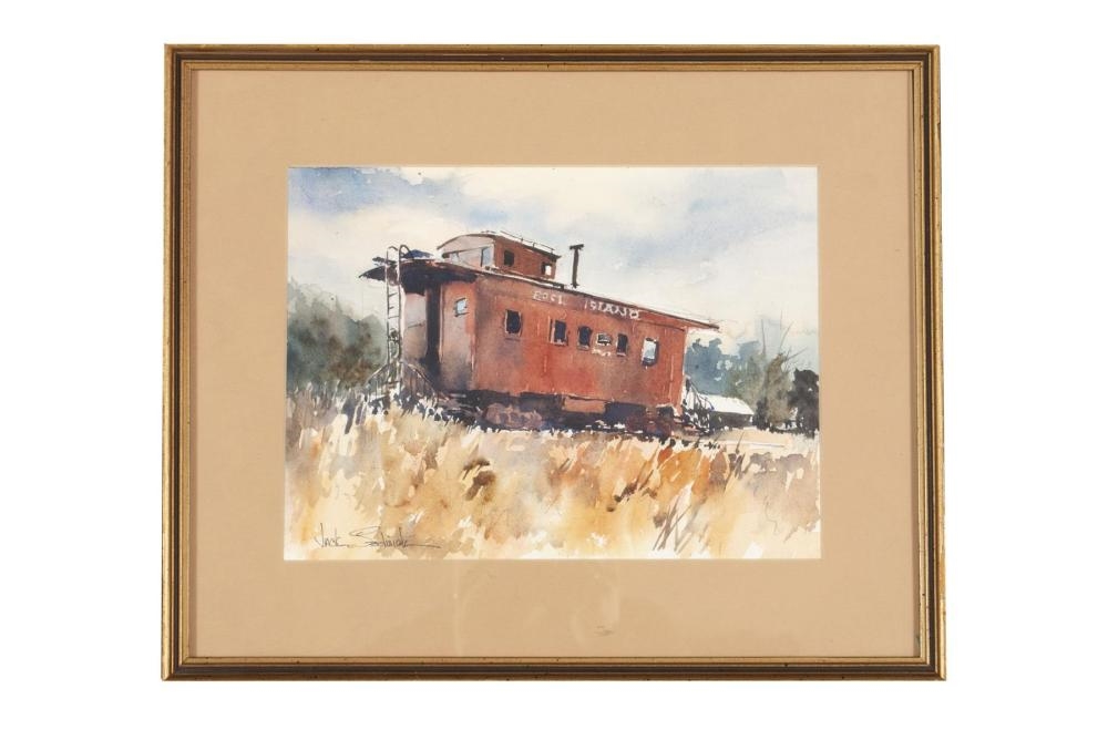 Artwork by Jack Sedwick, Rock Island Caboose, Made of Watercolor on paper