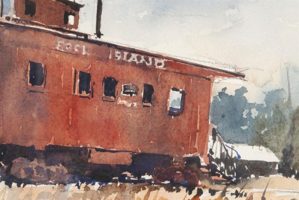 Artwork by Jack Sedwick, Rock Island Caboose, Made of Watercolor on paper