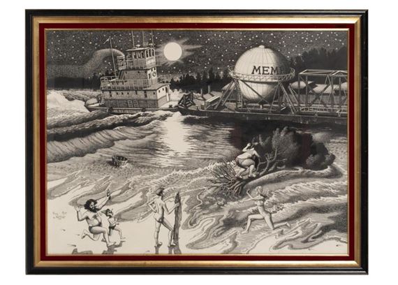 Busy River by Robert O. Biggs, dated 1970