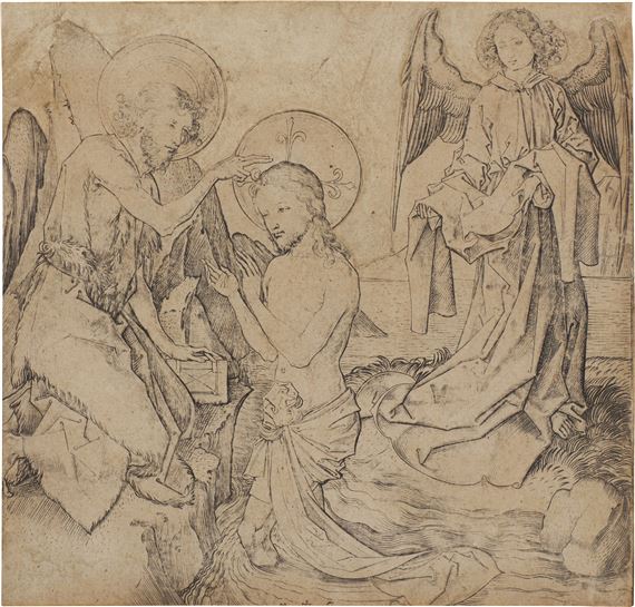 The Baptism of Christ (Bartsch, Hollstein, Lehrs 8) by Martin Schongauer, 1474