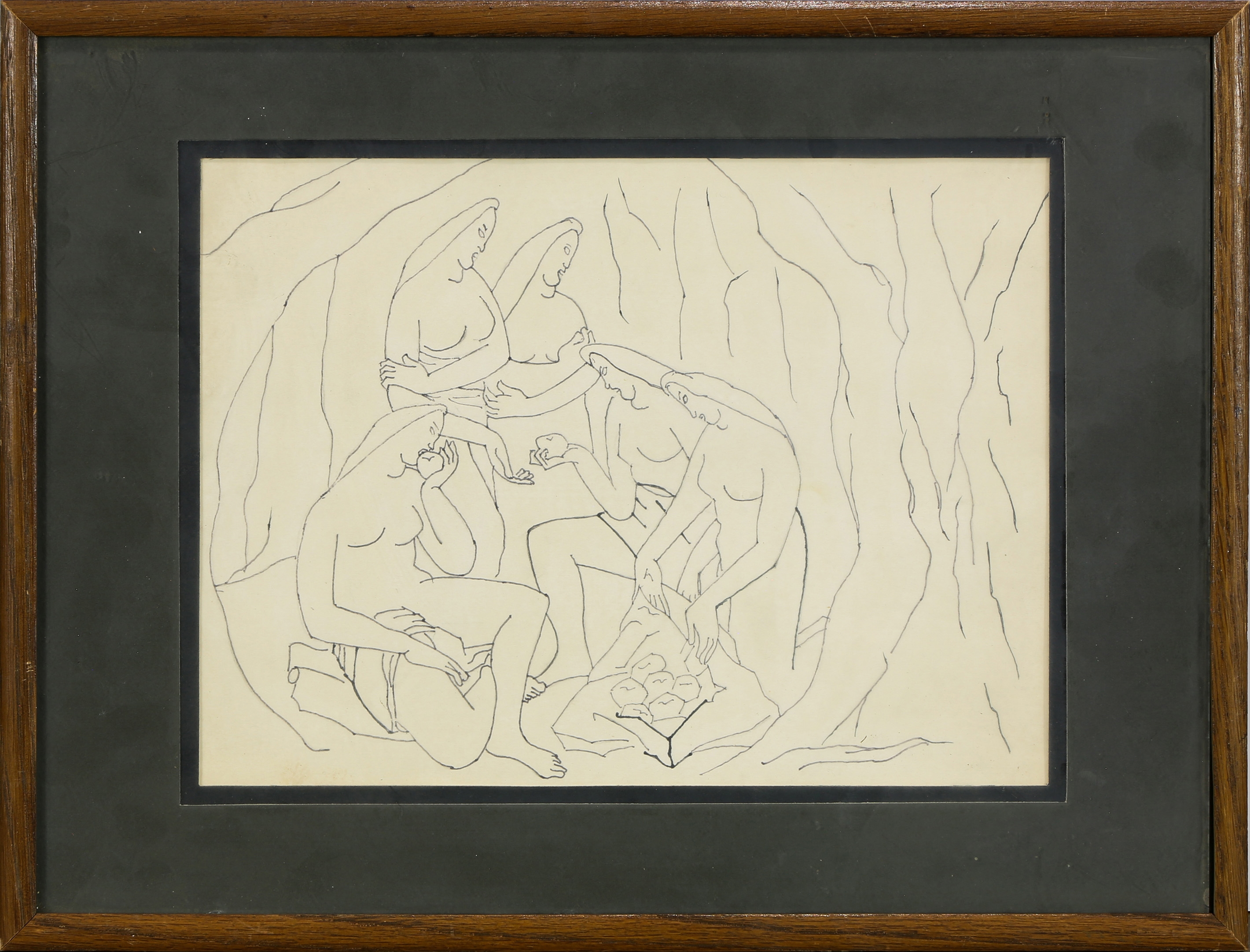 Artwork by Marian Cronk, "Study of Cezanne: The Bathers, Made of ink on paper