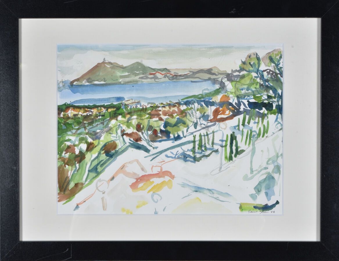 Artwork by Marcel Saint-Jean, Vue de Saint-Mandrier-sur-Mer, Made of Watercolor on paper.