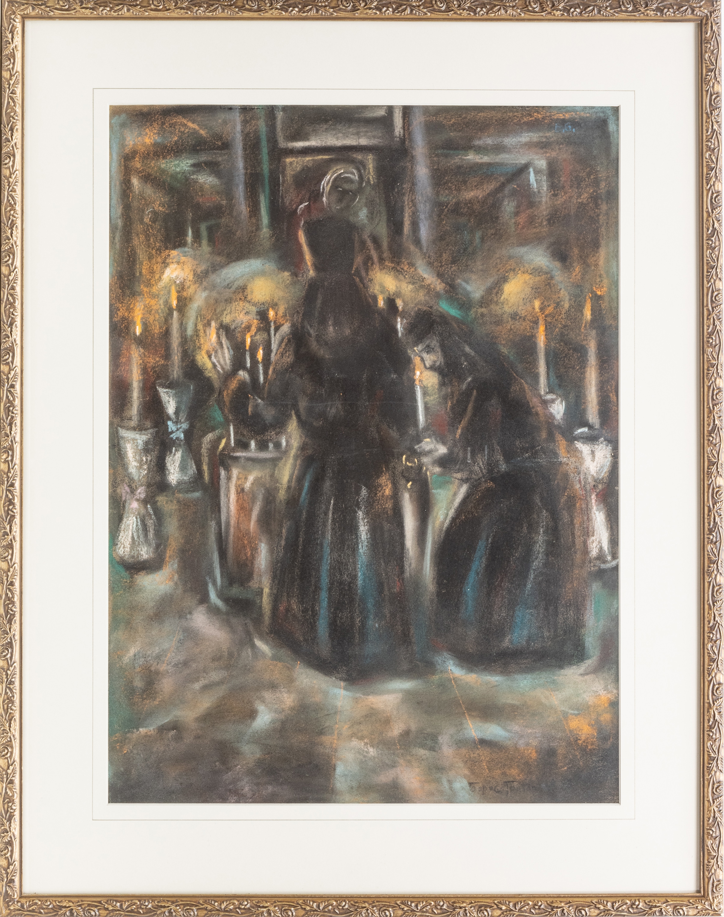 Artwork by Bozis Gzigozier, FIGURES IN CANDLELIGHT, Made of PASTEL